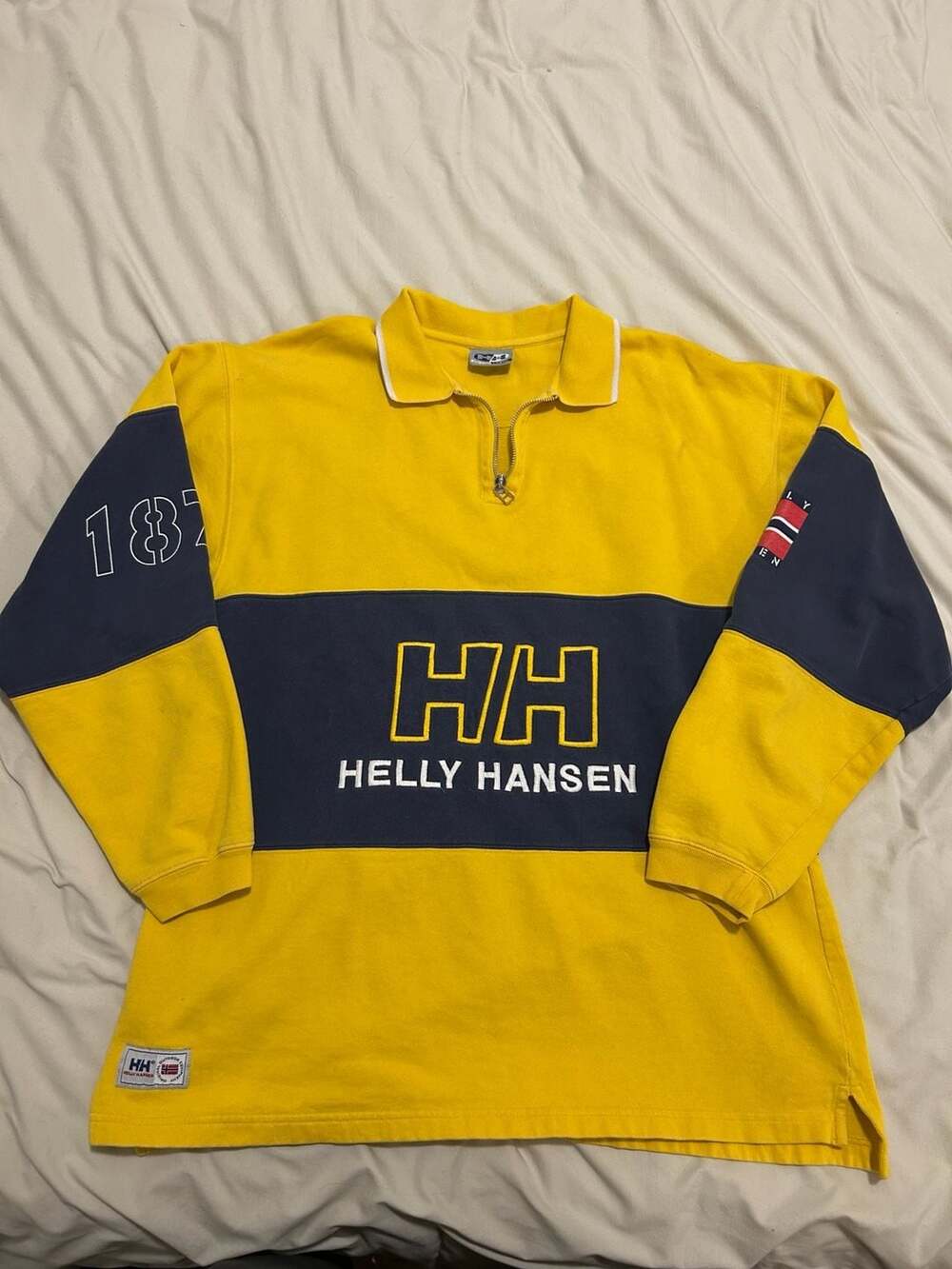 Vintage 90s Helly Hansen 1877 Quarter Zip Rugby Sweater